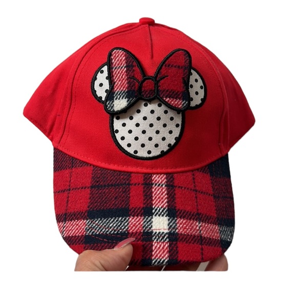 Disney Junior Mini Mouse Youth Adjustable Hat Cap Red/Black Plaid Bow- NWT - Picture 3 of 7